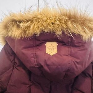 Mackage Maroon Puffer Jacket with Faux Fur Hood